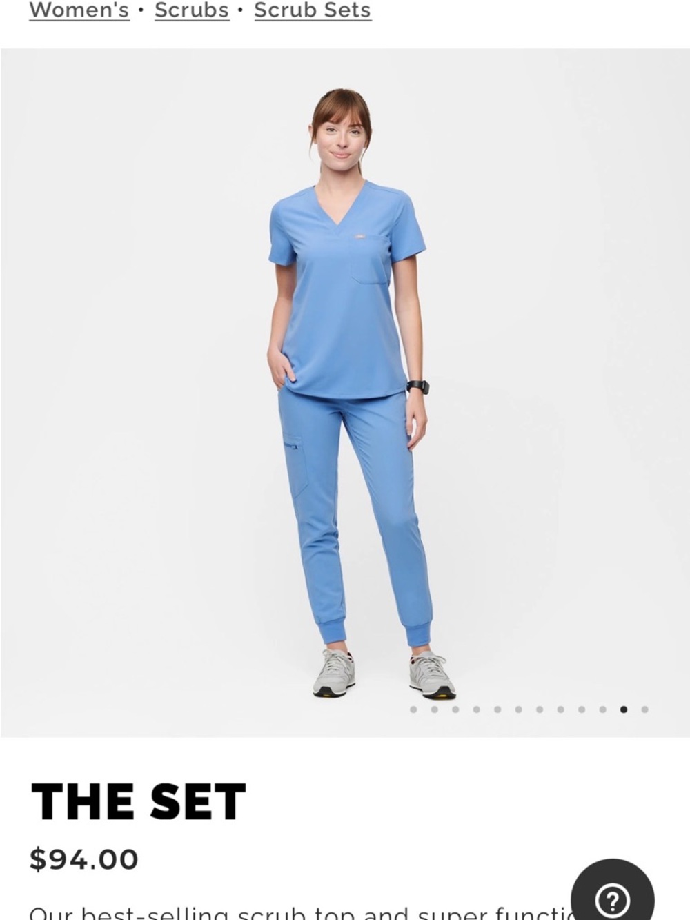 FIGS Ceil Blue Scrub Set V-Neck Top & Jogger Pants (size L - sold as set only)